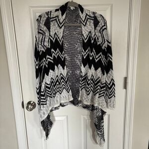 Wrangler Chevron Print Open Front Cardigan Black White Small